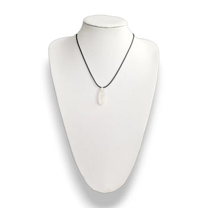 Clear Quartz Necklace – Raw Crystal Point on Wax Cord