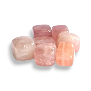 Rose Quartz polished cubes, soft pink natural quartz with milky translucence