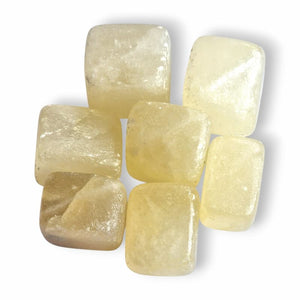 Hand-polished White Jade cube tumblestone, milky white natural stone