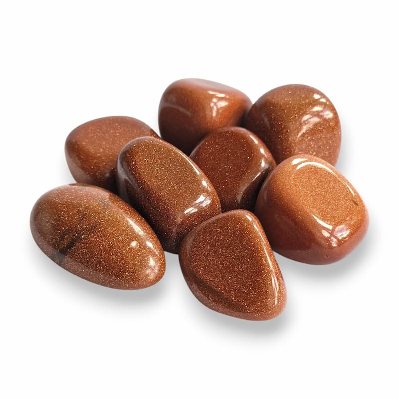 Brown goldstone polished tumblestone, glittering copper, view 2