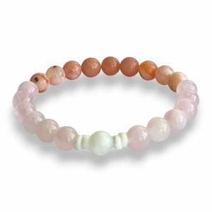 Cherry Blossom beaded bracelet with Rose Quartz, White Moonstone, Flower Agate and Sunstone 8mm beads