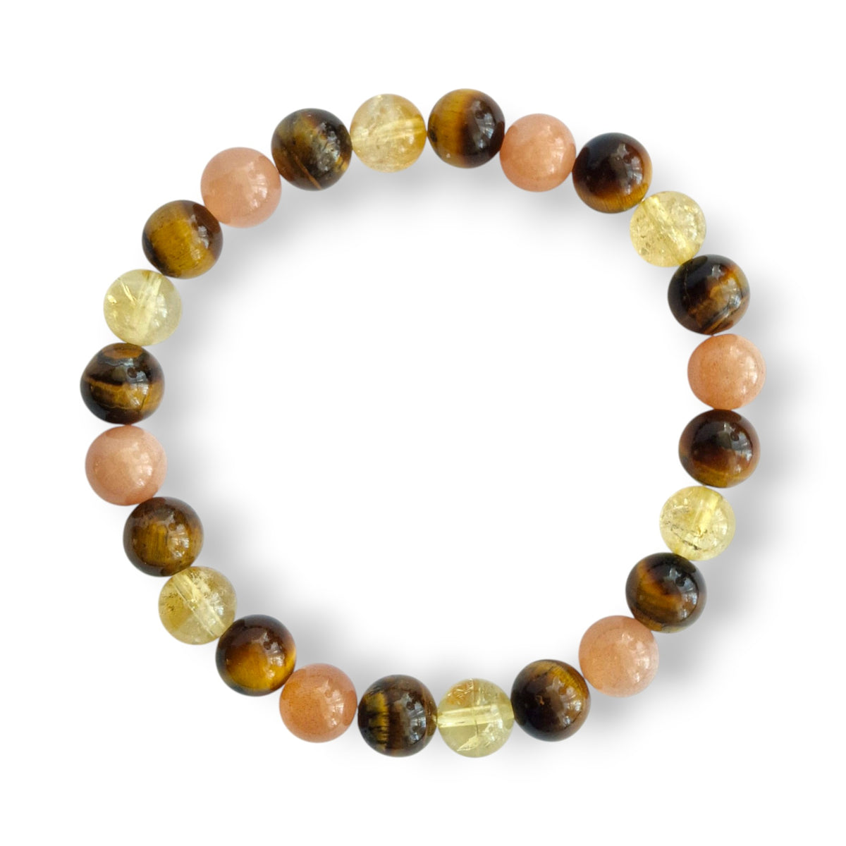 Sunstone and tiger's eye gemstone bracelet, warm golden, view 2