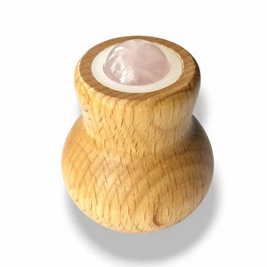 Rose Quartz Roller with Wooden Handle – Skincare & Eye Therapy