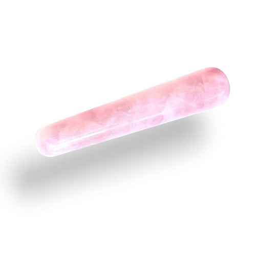 Rose quartz acupressure massage tool in natural stone