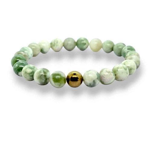 Peace Jade beaded bracelet in soft green natural stone, 8mm