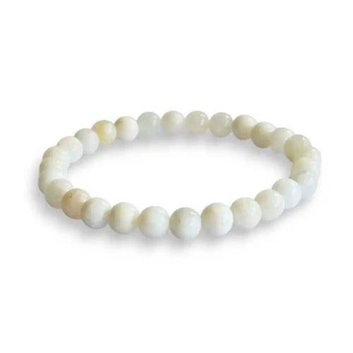 Moonstone beaded bracelet, white sheen 6mm natural stone beads