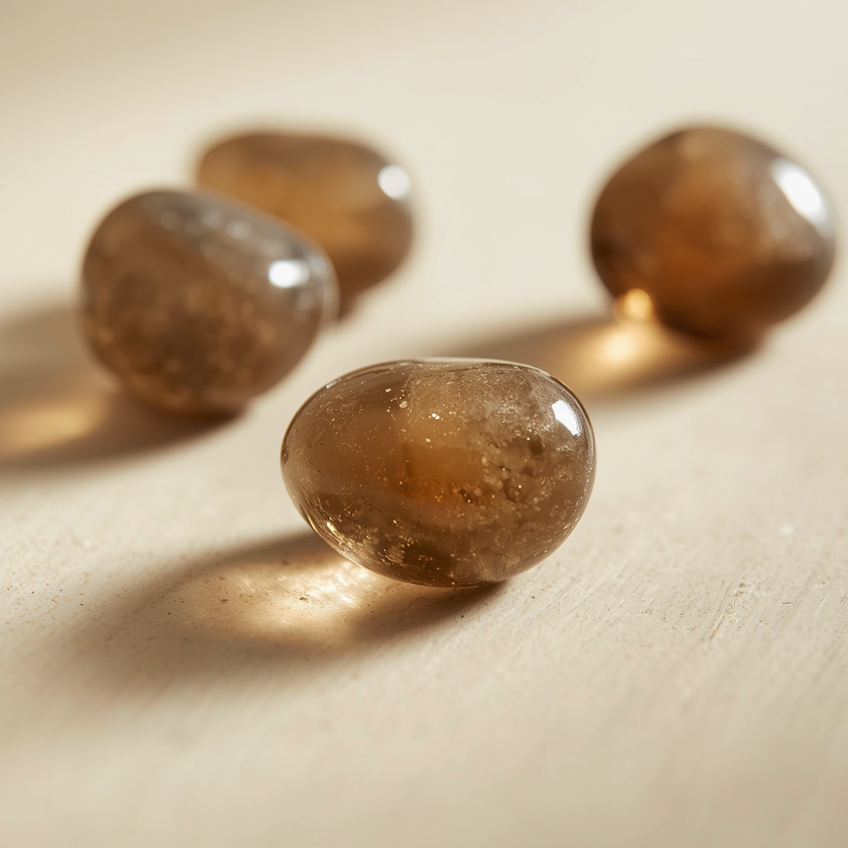 Polished smoky quartz stone in a natural smoky grey-brown colour