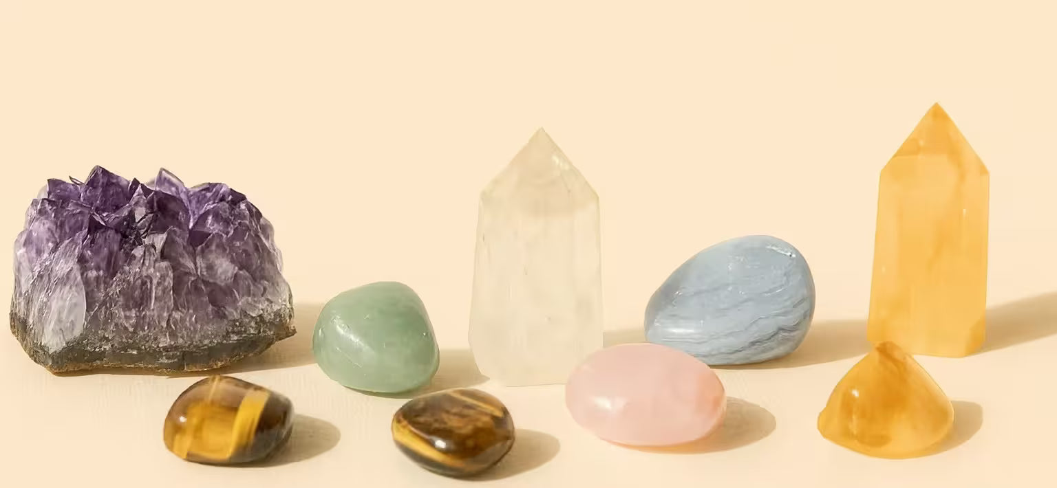 UK-crafted healing crystals and spiritual jewelry — energy-cleansed collection for love, balance and protection