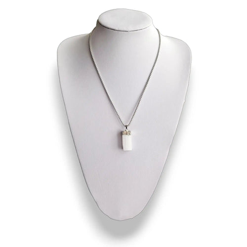 Selenite pendant necklace on a brass chain
