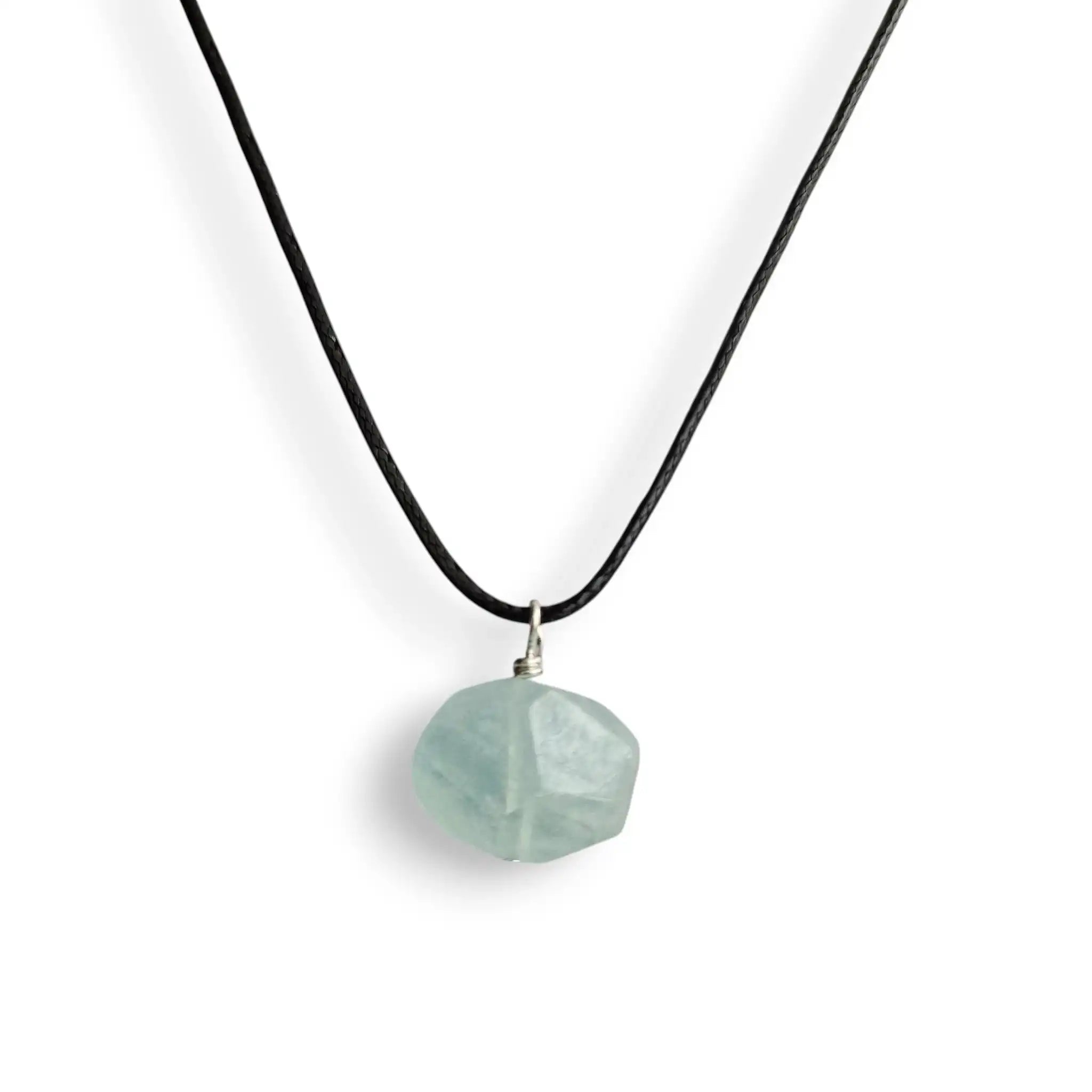 Aquamarine Necklace Faceted Crystal 