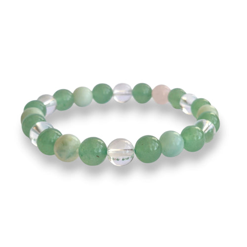 Aventurine and amazonite gemstone bracelet in fresh green, 8mm