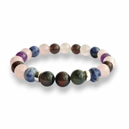 Custom crystal bracelet with Sodalite and Amethyst base, choose 3 natural stones