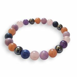Bracelet - Sunstone, Sodalite, Lepidolite, Rose Quartz, Hematite & Amethyst