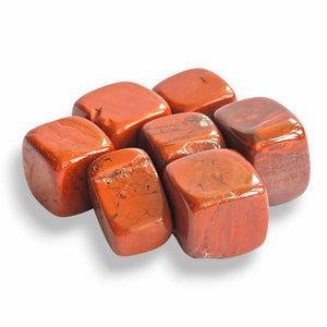 Red Jasper polished cubes, deep brick-red natural stone with earthy veining