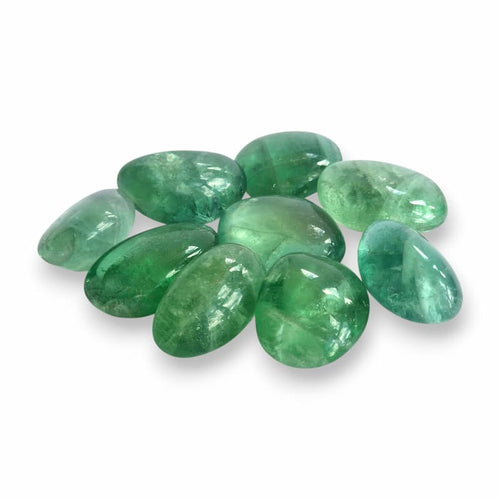 Green fluorite polished tumblestone, glossy green natural stone