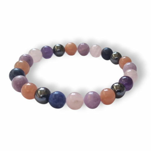 Sunstone and Sodalite gemstone bracelet in a warm and cool mix