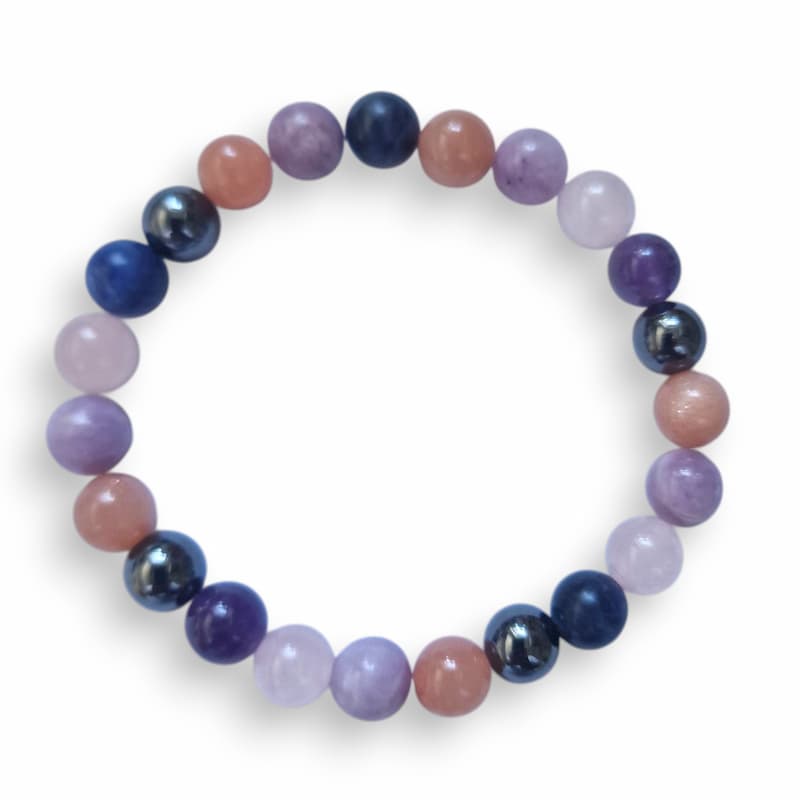 Beaded Bracelet - Sunstone, Sodalite, Lepidolite, Rose Quartz, Hematite & Amethyst