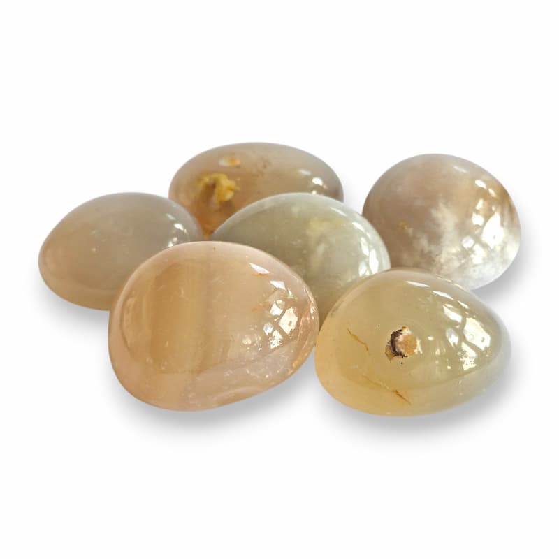 Group of Flower Agate crystal tumblestones with delicate floral inclusions