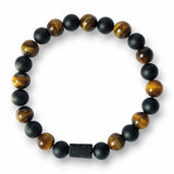 Focus & Protection Bracelet – Tiger’s Eye, Matte Onyx & Tourmaline