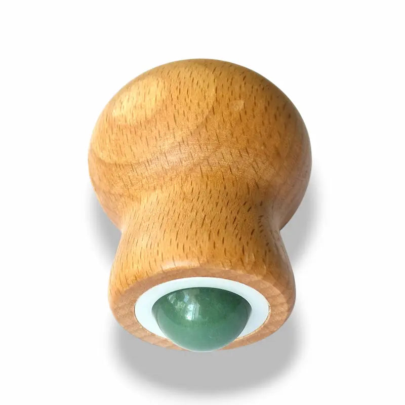 Jade Roller with Wooden Grip – Compact Facial Massage Tool 