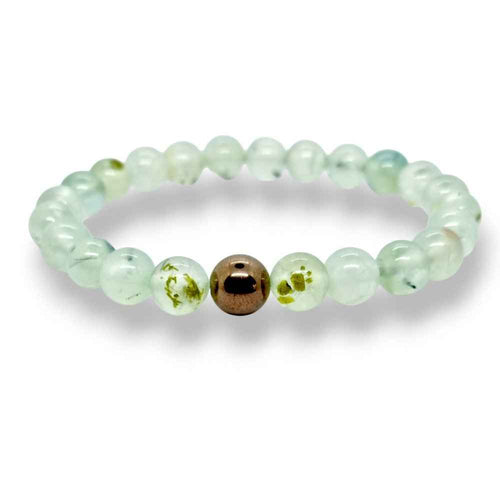 Prehnite beaded bracelet in soft pale green natural stone