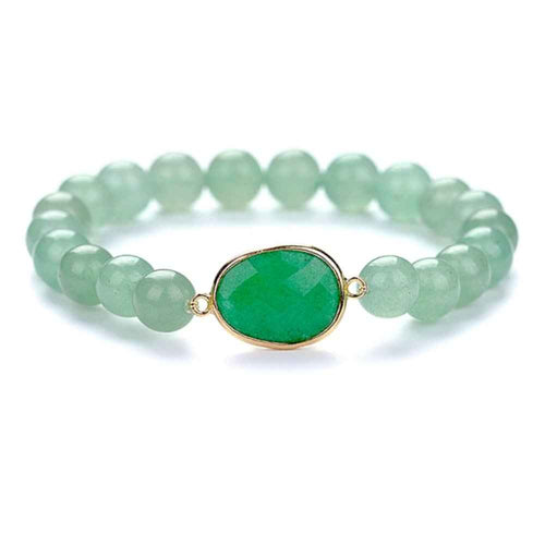 Green aventurine beaded bracelet in soft green natural stone
