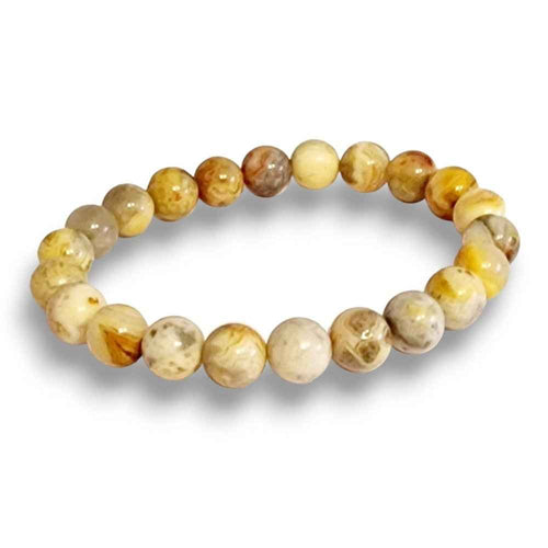 Crazy lace agate beaded bracelet with swirling natural patterns