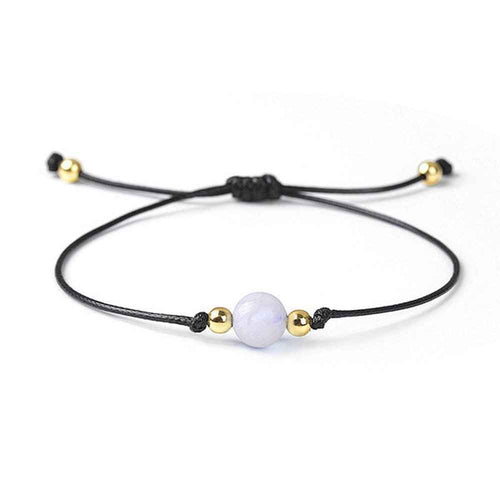 Moonstone birthstone bracelet for June, white sheen natural stone