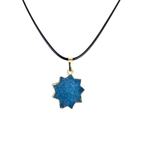 Blue Druzy Agate Star Necklace