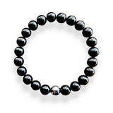 Black Tourmaline Bracelet with Silver Plated Hematite