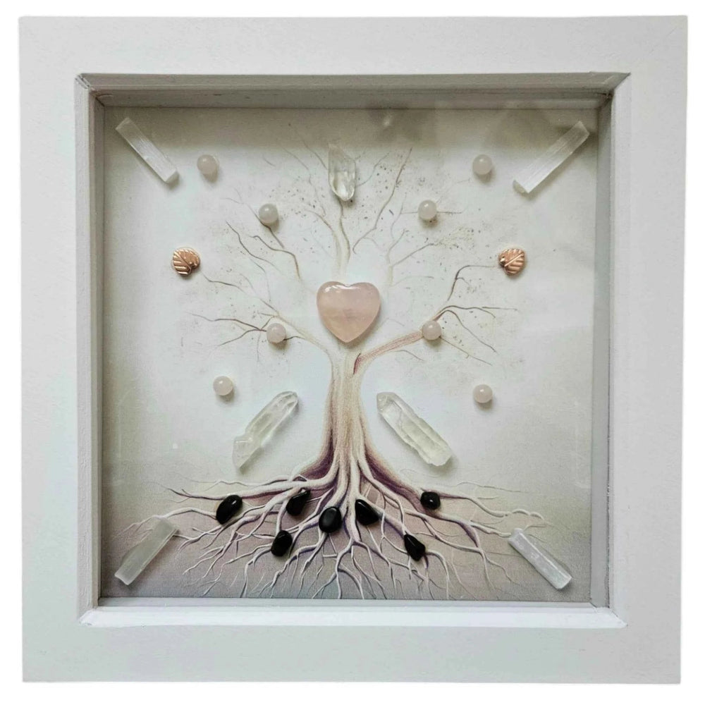 Tree of Life Framed Crystal Grid - white frame