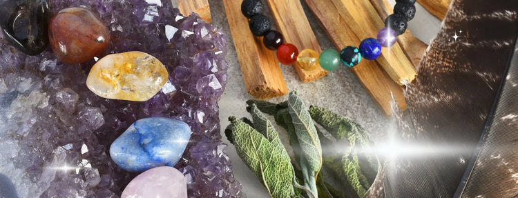 crystals healing baner desk