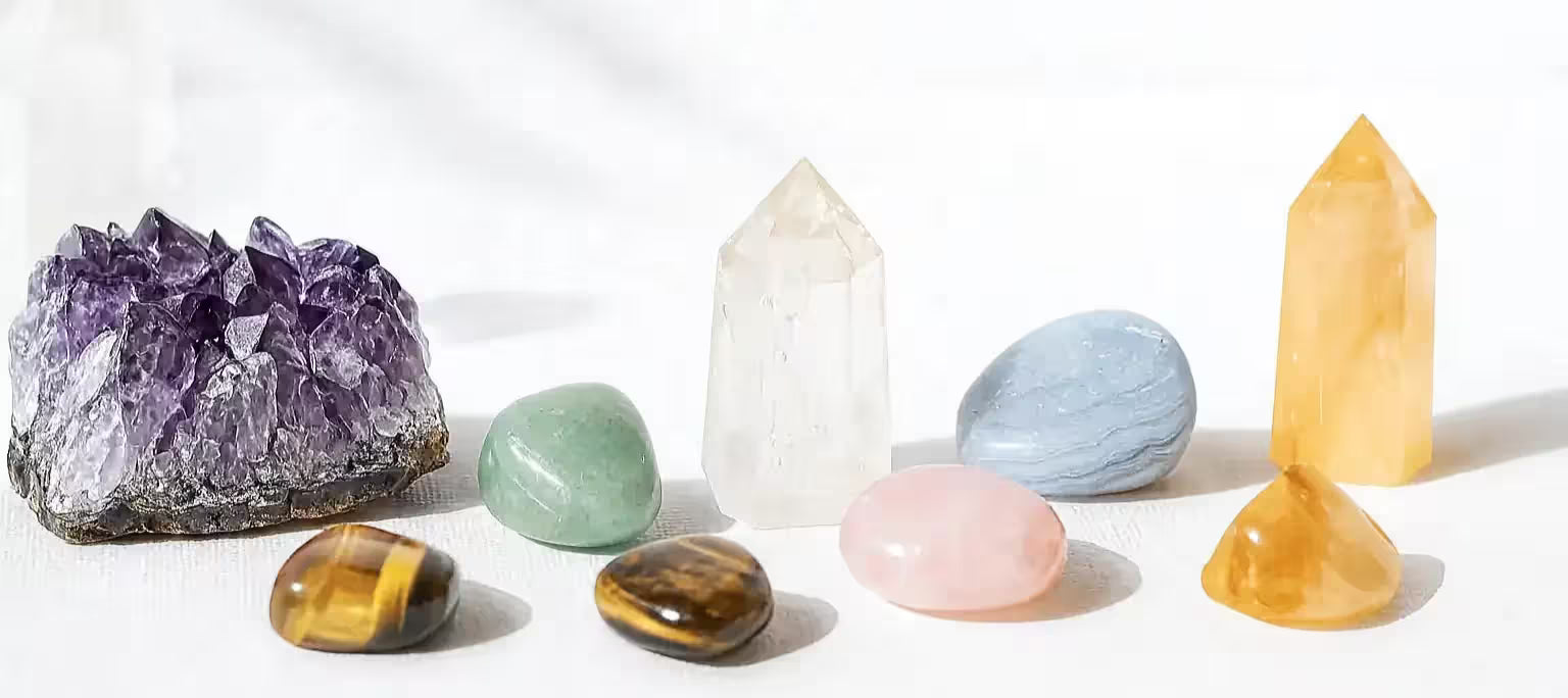 UK-crafted healing crystals and spiritual jewelry — energy-cleansed collection for love, balance and protection