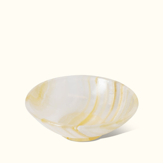 Yellow Wash Aragonite Crystal Bowl