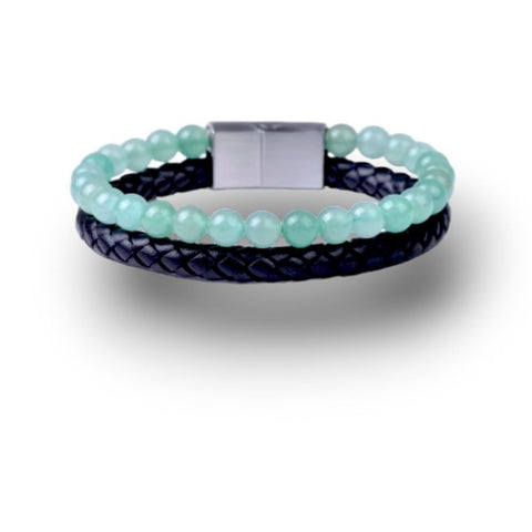 Chalcedony Leather Bracelet - Blue Bracelet