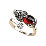 Lucky Pixiu Ring with Red Garnet