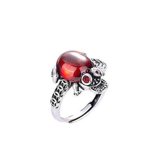 Lucky Pixiu Ring with Red Garnet