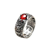 Lucky Pixiu Ring with Red Garnet