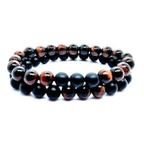 Red Tigers Eye and Onyx Bracelets Set