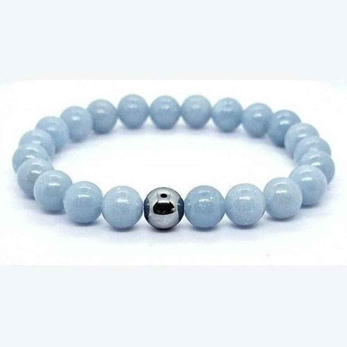 Angelite beaded bracelet, soft blue 8mm natural stone beads